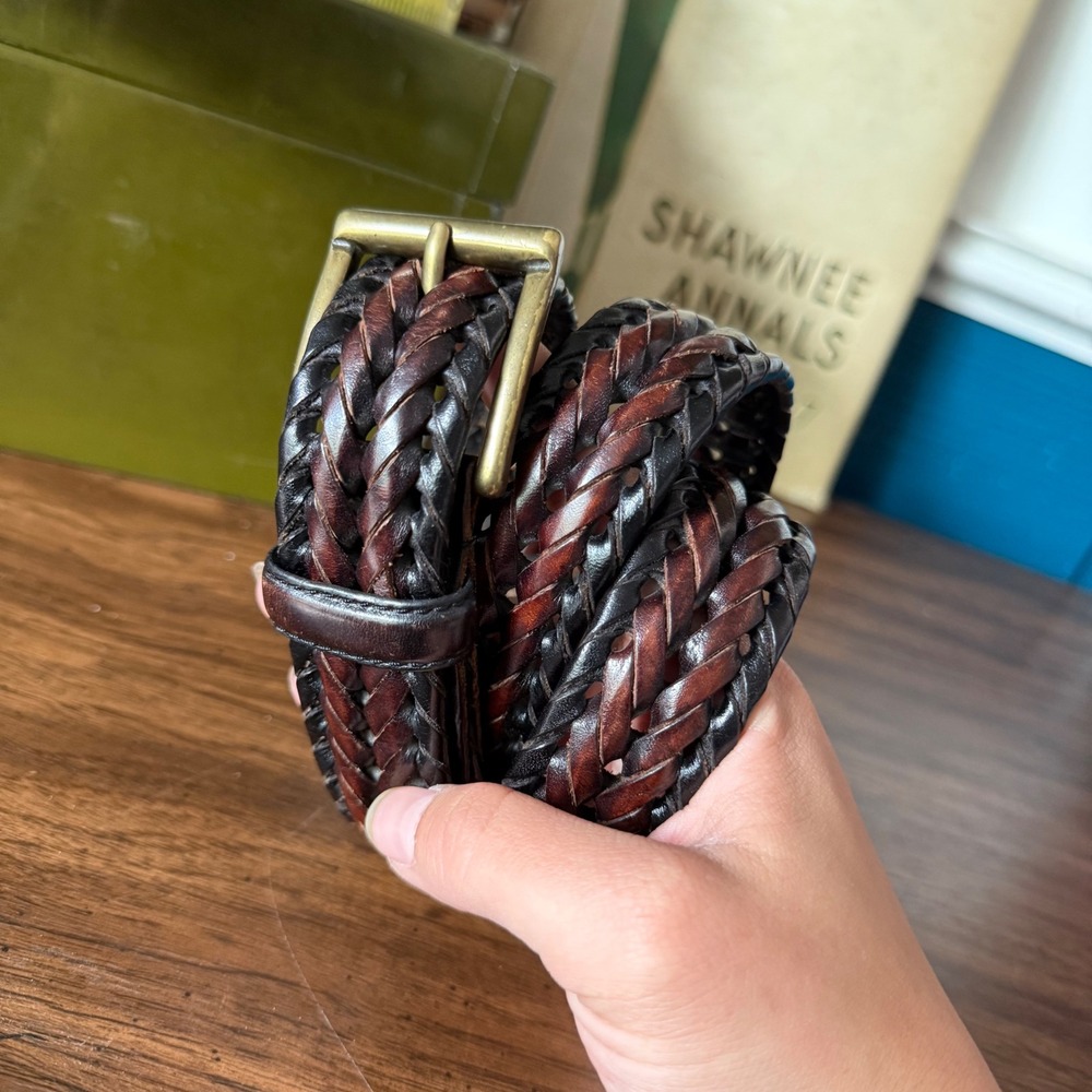 Roundtree & Yorke Braided Two-Tone Leather Belt Size 30/32